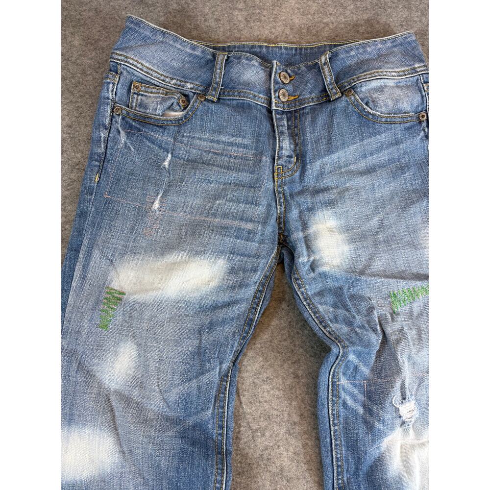 Vintage 90s London Jean Denim Cropped Capri Jeans Womens 6 Blue Distressed Faded - Picture 2 of 7